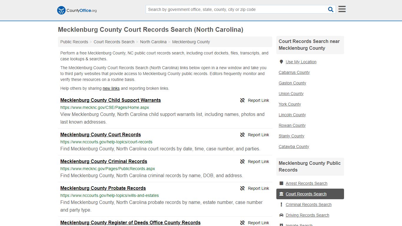 Court Records Search - Mecklenburg County, NC (Adoptions, Criminal ...